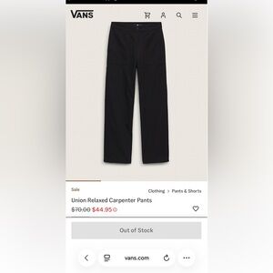 Vans Black Union Relaxed Carpenter Pants